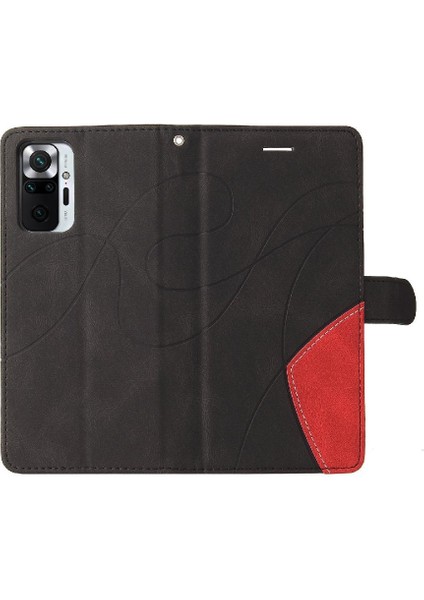 BDT Boutique Kart Yuvası Standı Iki Renkli Pu Flip ile Xiaomi Redmi Not 10 Pro Için Kılıf (Yurt Dışından)