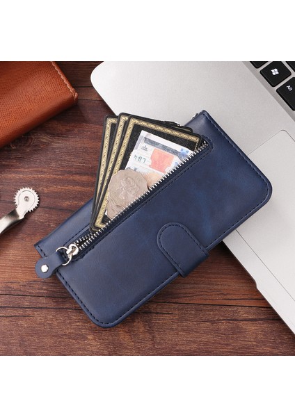 Ile Uyumlu Vıvo Y36 Moda Fermuar Çevirme Deri Telefon Kılıfı Kart Tutuculu Manyetik Cüzdan Telefon Kılıfı (Yurt Dışından) modelleri