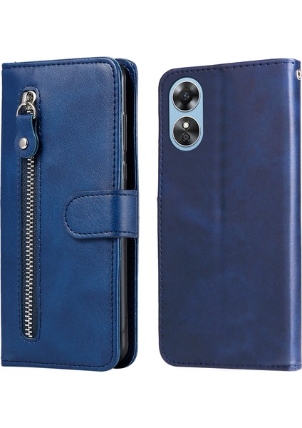 Ile Uyumlu Oppo A17 Moda Fermuar Çevirme Deri Telefon Kılıfı Kart Tutuculu Manyetik Cüzdan Telefon Kılıfı (Yurt Dışından) fırsatları