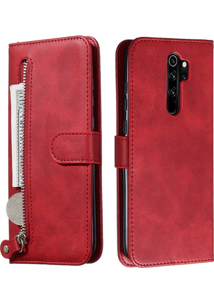 Ile Uyumlu Xiaomi Redmi Note 8 Pro Moda Fermuar Çevirme Deri Telefon Kılıfı Kart Tutuculu Manyetik Cüzdan Telefon Kılıfı (Yurt Dışından) fırsatları