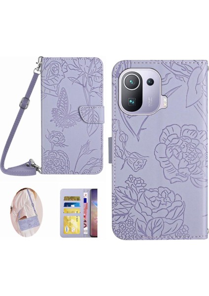Kart Tutucu ve Uzun Kayış ve Yumuşak ile Xiaomi 11 Pro Telefon Kılıfı (Yurt Dışından)