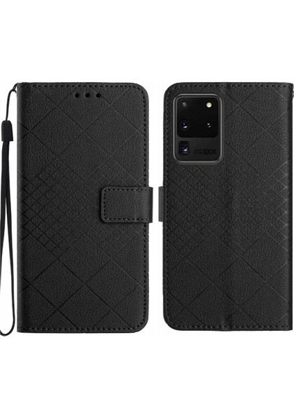 Samsung Galaxy S20 Için Flip Case Ultra Elmas El Kayışı ile Kabartmalı Pu (Yurt Dışından)