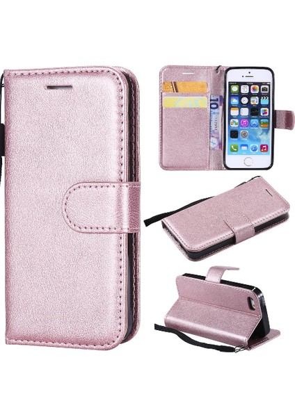 Iphone 5s Iş Cüzdan Telefon Kılıfı Için Flip Case Klasik Düz Renk (Yurt Dışından)