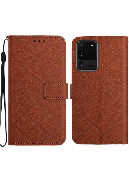 Samsung Galaxy S20 Için Flip Case Ultra Elmas El Kayışı ile Kabartmalı Pu (Yurt Dışından)