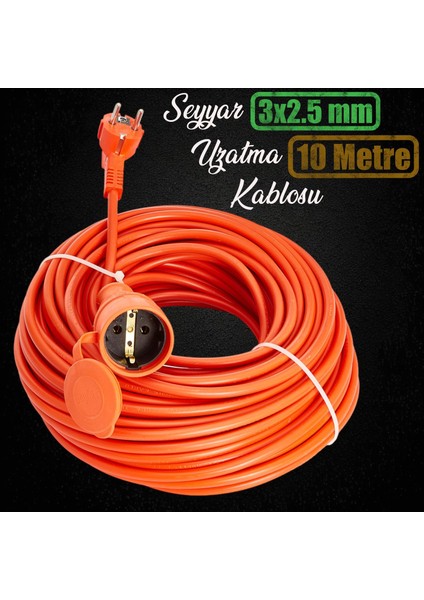 Seyyar Uzatma Kablosu 3x2.5 mm 10 Metre