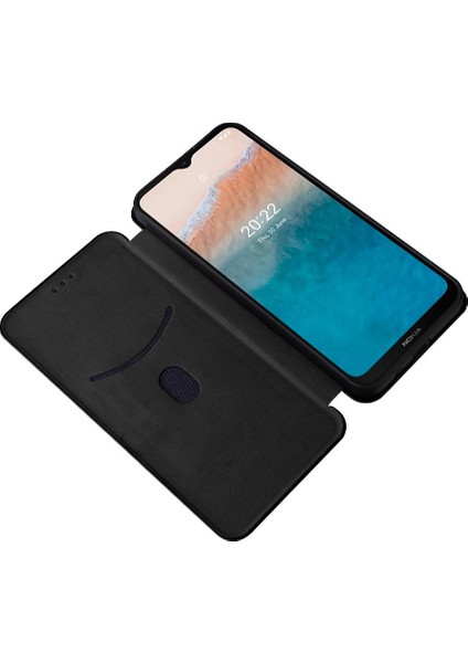 BDT Boutique Kart Tutucu Karbon ile Nokia C21 Artı Deri Folio Flip Case Için Kılıf (Yurt Dışından)