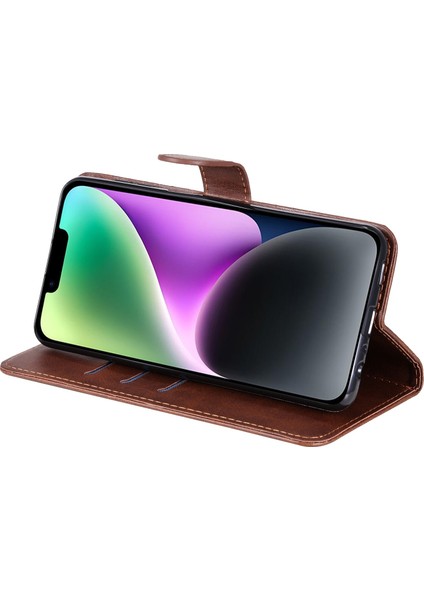 Ile Uyumlu iPhone 15 Plus Moda Fermuar Çevirme Deri Telefon Kılıfı Kart Tutuculu Manyetik Cüzdan Telefon Kılıfı (Yurt Dışından) fırsatları