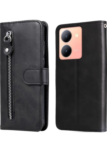 Ile Uyumlu Vıvo Y36 Moda Fermuar Çevirme Deri Telefon Kılıfı Kart Tutuculu Manyetik Cüzdan Telefon Kılıfı (Yurt Dışından) indirimleri