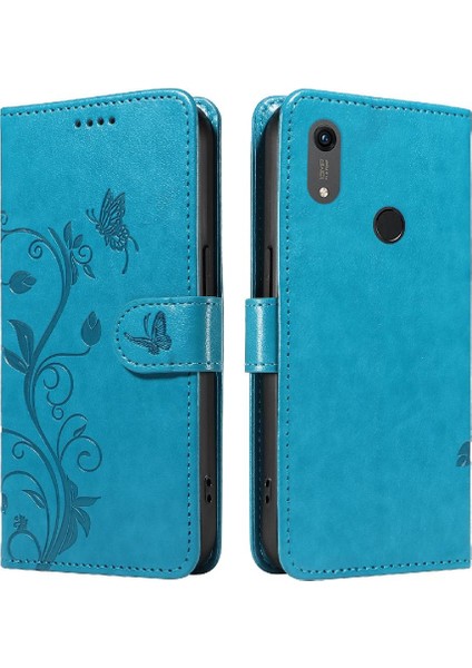 Huawei Y6 2019 Için Flip Case El Kayışı ile Kabartmalı Kelebek Yüksek ve (Yurt Dışından)