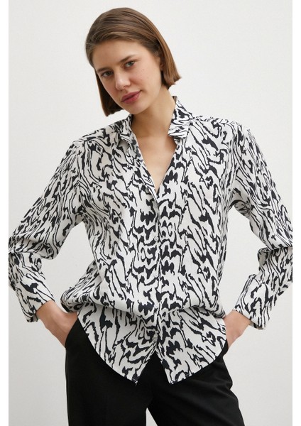 Animal Desenli Gömlek Siyah
