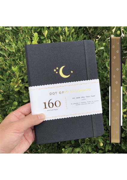 Elma Mavisi Stili A5 Altın ​​kenarlar A5 Hilal Nokta Izgara Defter Noktalı Dergi Altın Kenarları Yan Sakura Oyma 160GSM Bambu Kalın Beyaz Renkli Kağıt (Yurt Dışından)