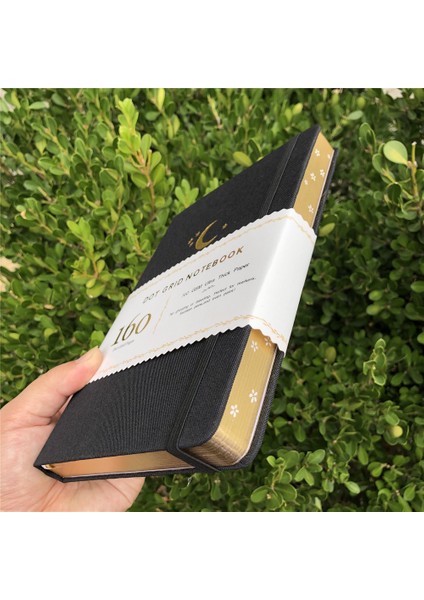 Elma Mavisi Stili A5 Altın ​​kenarlar A5 Hilal Nokta Izgara Defter Noktalı Dergi Altın Kenarları Yan Sakura Oyma 160GSM Bambu Kalın Beyaz Renkli Kağıt (Yurt Dışından)