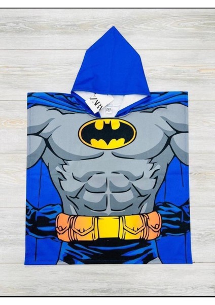 Batman Baskılı Çocuk Panço Plaj Havlusu