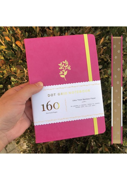 Gül Kırmızı Tarzı A5 Altın ​​kenarlar A5 Hilal Nokta Izgara Defter Noktalı Dergi Altın Kenarları Yan Sakura Oyma 160GSM Bambu Kalın Beyaz Renkli Kağıt (Yurt Dışından)