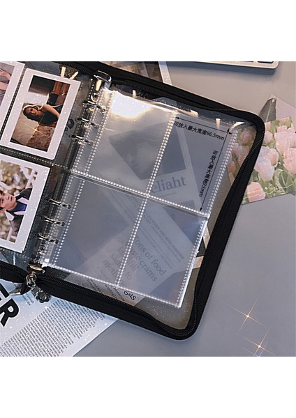10 Adet Tarzı A6 Siyah Sevimli Zip Çanta ile Çanta Şeffaf Gevşek Yaprak Bağlayıcı Defter Iç Çekirdek Kapak Not Defteri Planlayıcısı Ofis Kırtasiye (Yurt Dışından)