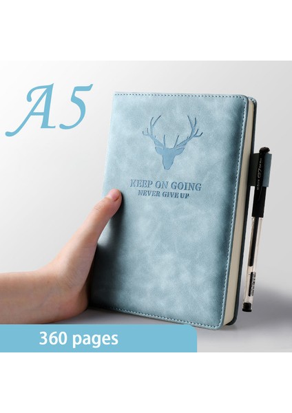 Gök Mavisi A5 Stili A4 Defter Ultra-Kalın Kalınlaşmış Not Defteri Iş Yumuşak Deri Çalışma Toplantı Kayıt Defteri Ofis Günlüğü Eskiz Defteri Öğrencileri Sevimli (Yurt Dışından)