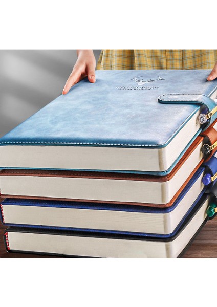 Gök Mavisi A5 Stili A4 Defter Ultra-Kalın Kalınlaşmış Not Defteri Iş Yumuşak Deri Çalışma Toplantı Kayıt Defteri Ofis Günlüğü Eskiz Defteri Öğrencileri Sevimli (Yurt Dışından)