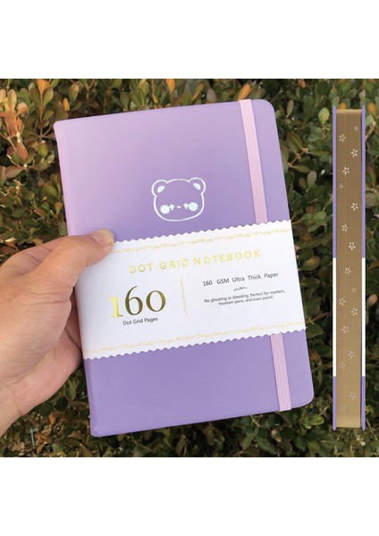 Açık Mor Tarzı A5 Altın ​​kenarlar A5 Hilal Nokta Izgara Defter Noktalı Dergi Altın Kenarları Yan Sakura Oyma 160GSM Bambu Kalın Beyaz Renkli Kağıt (Yurt Dışından)