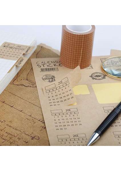 91E Stili 2021 Yeni 2 Yaprak Kraft Kağıt El Yazısı Takvim Defteri Dizin Etiket Etiket Takvim Sticker Organizatör Kawaii Kırtasiye (Yurt Dışından)