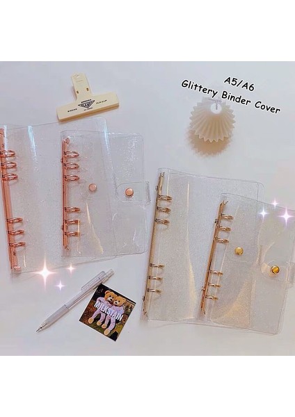 Işıltılı Şeffaf Stil A7 Mınkys A7A6A5 Gül Altın Mor Mavi Glittery Bling Binder Defter Kapağı Günlüğü Gündem Planlayıcısı Bullet Kapak Okul Kırtasiye (Yurt Dışından)