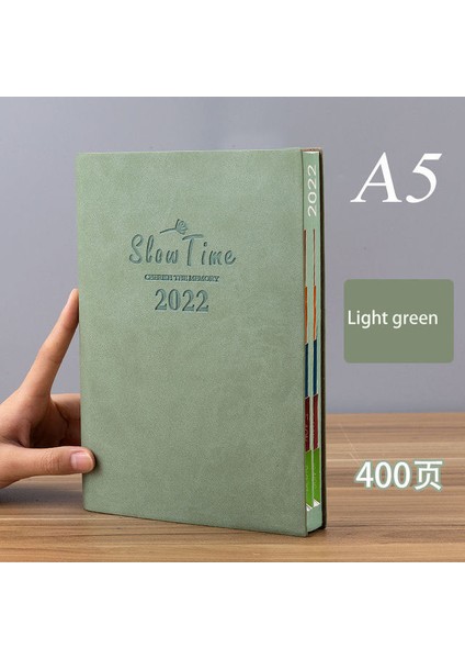 Açık Yeşil Stil A5 2022 Yeni A5 Takvimi Günlük Planlayıcı Öz Disiplin Zaman Yönetimi Verimlilik Manuel Şeker Renkler Öğrenciler Için Güzel Defterler (Yurt Dışından)