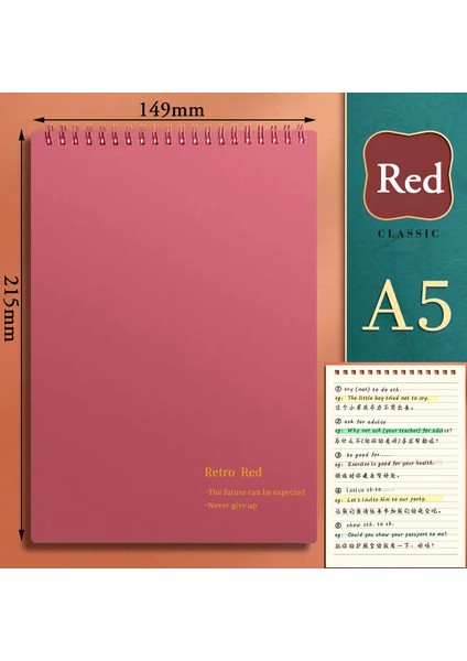 A5 Kırmızı Çizgili Stil Defterler A5B5,80SHEETS Okul Ofisi Için Kağıt Izgara Kitap Yazma, Damalı Planlayıcı Not Defterleri Gündem Flipbook (Yurt Dışından)