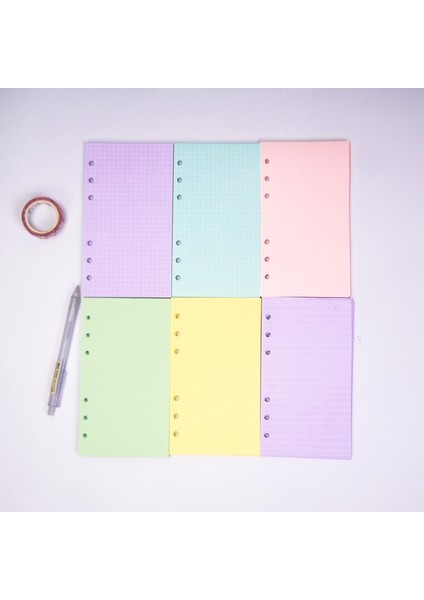 Lazer Kapak Stili A6 Sayfa Kawaii A5 A6 Gevşek Yaprak Defter Dolum Spiral Bağlayıcı Indeks Kağıdı Iç Sayfalar Günlük Planlayıcı Çizgi Izgara Boş Gündem (Yurt Dışından)