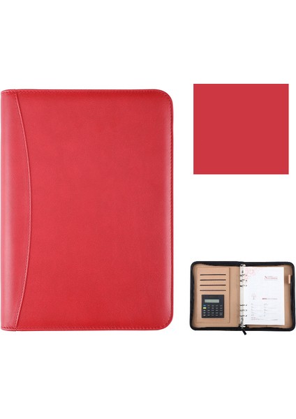 Kırmızı Stil A5 Kawaii B5 A5 A6 Iş Günlük Planlayıcısı Binder Defter Gündemi Gerçek Deri Bloknot Klasörü Hesap Makinesi ile Not Defteri Kırtasiye (Yurt Dışından)