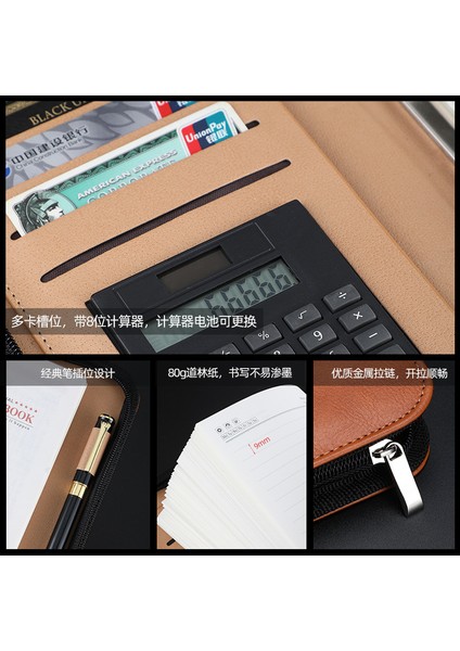 Kırmızı Stil A5 Kawaii B5 A5 A6 Iş Günlük Planlayıcısı Binder Defter Gündemi Gerçek Deri Bloknot Klasörü Hesap Makinesi ile Not Defteri Kırtasiye (Yurt Dışından)
