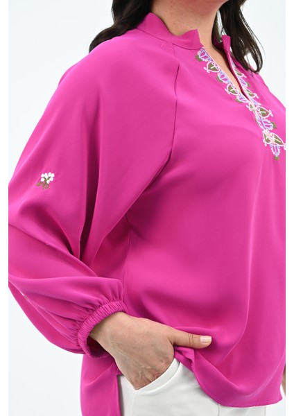 Kadın Nakış Detaylı Uzun Kollu Bluz 1715-24 indirimleri