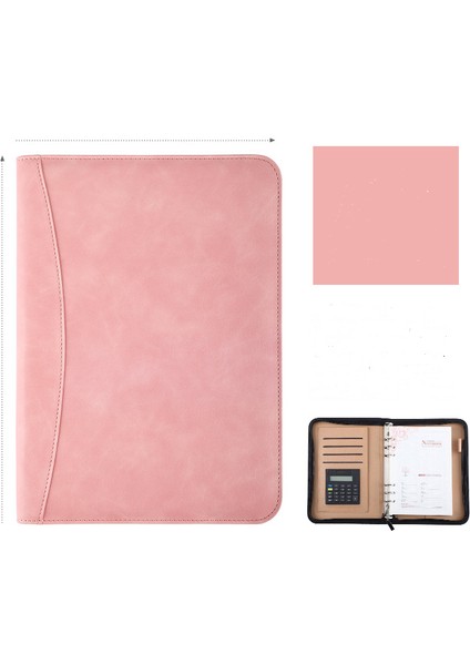 Pembe Stil A6 A6 A5 B5 Günlük Defter ve Hesap Makinesi ile Dergi Ciltleme Spiral Fermuarlı Çanta Not Defteri Işletme Müdürü Klasör Padfolio El Kitabı (Yurt Dışından)