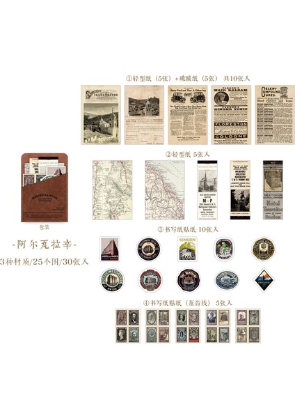 Bir Stil Vintage Ortaçağ Turu Scrapbooking Malzeme Kağıt ve Dıy El Sanatları Günlük Tutma Malzemeleri Için Deri Paketli Etiket Seti (Yurt Dışından)