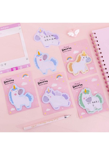 No.2 Tarzı Unicorn Yeşil Mavi Kendinden Yapışkanlı Bloknot Notları Imi Okul Ofis Tedarik (Yurt Dışından)