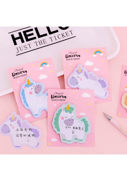 No.2 Tarzı Unicorn Yeşil Mavi Kendinden Yapışkanlı Bloknot Notları Imi Okul Ofis Tedarik (Yurt Dışından)