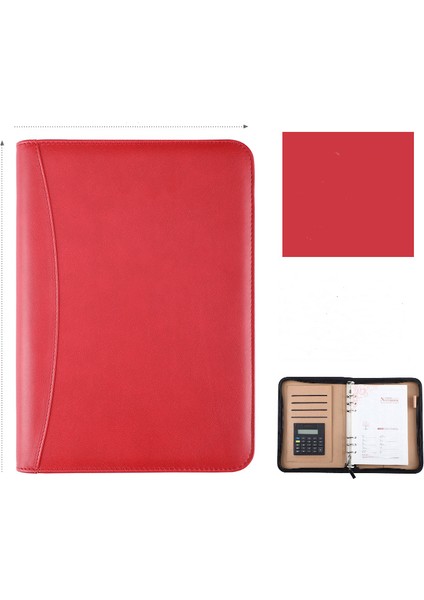 Kırmızı Stil A6 A6 A5 B5 Günlük Defter ve Hesap Makinesi ile Dergi Ciltleme Spiral Fermuarlı Çanta Not Defteri Işletme Müdürü Klasör Padfolio El Kitabı (Yurt Dışından)