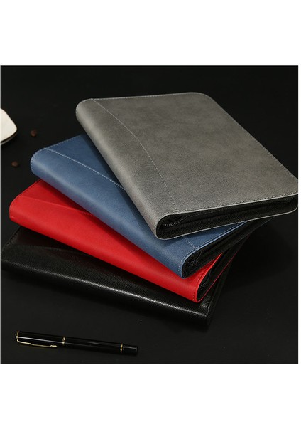 Kırmızı Stil A6 A6 A5 B5 Günlük Defter ve Hesap Makinesi ile Dergi Ciltleme Spiral Fermuarlı Çanta Not Defteri Işletme Müdürü Klasör Padfolio El Kitabı (Yurt Dışından)