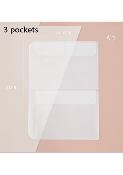A5-3 Stili A5A6 Şeffaf Depolama Dosya Tutucu Kılıfı Gevşek Yaprak Defter Toplama Çantası Dıy Günlüğü Aksesuar Adı Kartı Durumda Saklama Çantası (Yurt Dışından)