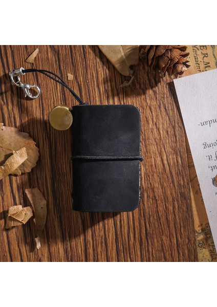 Siyah Stil El Yapımı Vintage Deri Mini Defter Sevimli Seyahat Programı Günlüğü Haftalık Günlük Planlayıcı Organizatör Defter Kawaii Kırtasiye (Yurt Dışından)