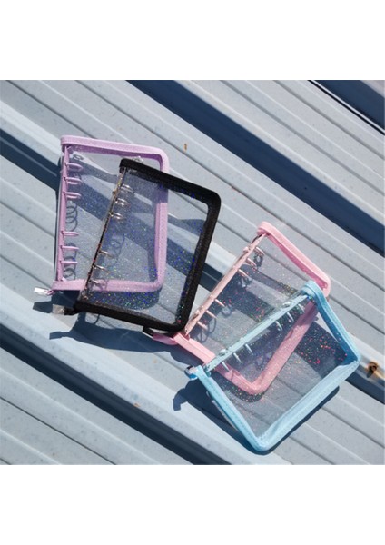 Mavi Stil A6 A5 A6 Gevşek Yaprak Defter Kapağı Glitter Fermuar Pvc Defter Kore Kırtasiye Günlüğü 6 Delik Bağlayıcı Klip Not Defteri Ofis Planlayıcısı (Yurt Dışından) fırsatları