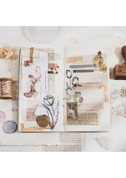 B Tarzı Dimeets Retro Sanat Uzun Şerit Serisi Bloknot Dekoratif Scrapbooking Dıy Günlüğü Albümü Vintage Kolaj Malzeme Kağıt Kitap (Yurt Dışından) modelleri