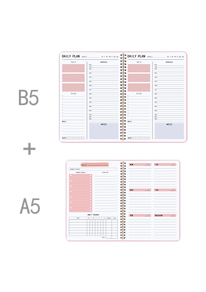 A5 B5-Pembe Stili Günlük Planlayıcı Defterler Ajanda Kırtasiye Randevu Planlayıcı, Yapılacaklar Listesi, Yemekler, Saatlik, Öncelikli Öncelikler, Notlar (Yurt Dışından)