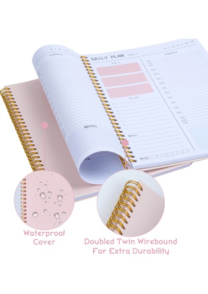 A5 B5-Pembe Stili Günlük Planlayıcı Defterler Ajanda Kırtasiye Randevu Planlayıcı, Yapılacaklar Listesi, Yemekler, Saatlik, Öncelikli Öncelikler, Notlar (Yurt Dışından) fırsatları