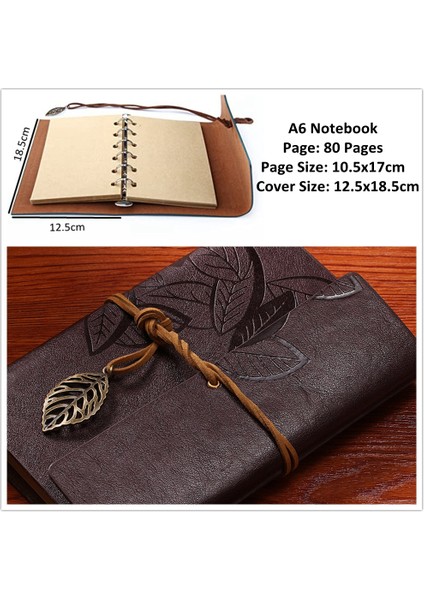 D-Koyu Kahverengi Tarzı Vintage Kalın Kağıt Defter Pu Deri Dergisi Incil Günlüğü Sketchbook Çizim Boyama Grafiti Yumuşak Kapak Siyah Kağıt (Yurt Dışından)