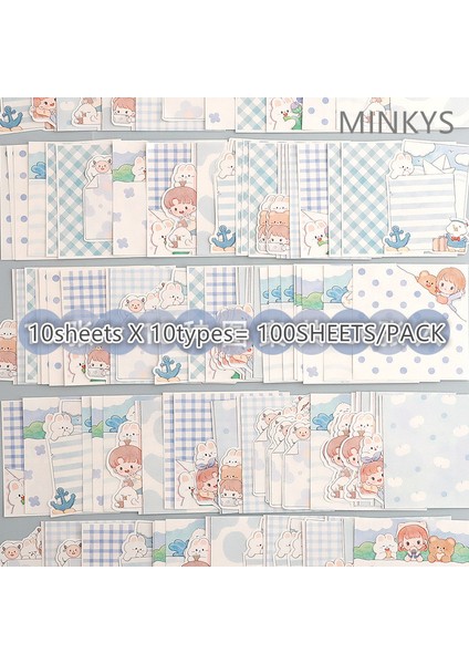 100 Yaprak Mavi Stil Mınkyeets Kawaii Bloknotlar Yapılacaklar Kağıt Kontrol Listesi Günlük Not Kağıtları Paperlaria Kırtasiye (Yurt Dışından)