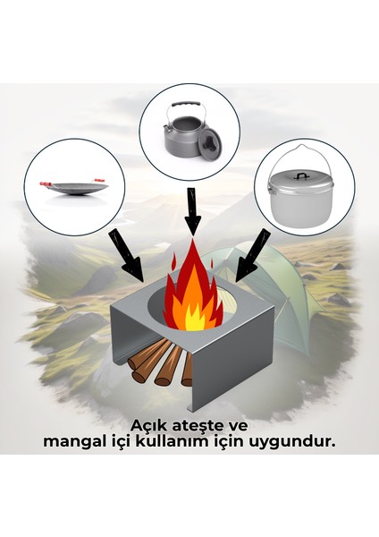 Kamp Için Çok Amaçlı Kullanılabilen Sac Kavurma Sacı Altlığı