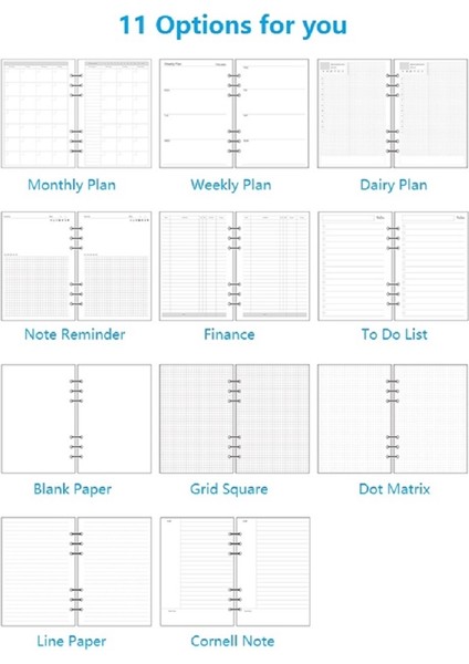 Not Hatırlatma Stili A6 Orta A5 A6 A7 Gevşek Yaprak Defter Dolum Spiral Bağlayıcı Planlayıcı Iç Sayfa Kağıt Içi Mandıra Haftalık Aylık Plan Yapılacaklar Çizgi Nokta Izgarası (Yurt Dışından)