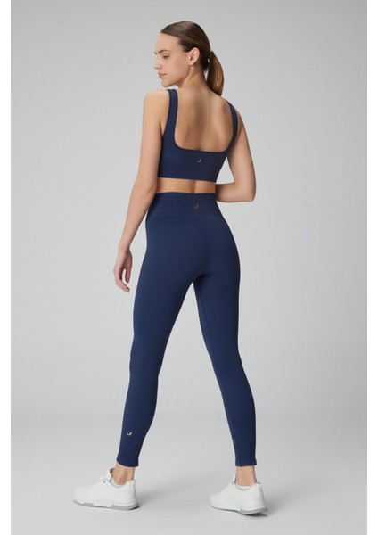 Holly Petek Desenli Yüksek Bel Tayt Lacivert fırsatları