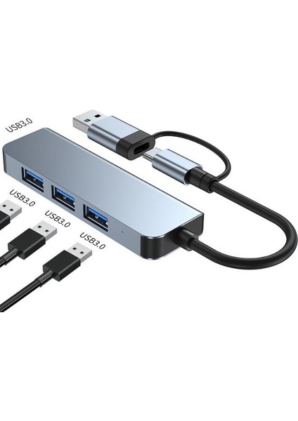 BYL-2013TU 4 In 1 Usb-A & Type-C USB Hub USB Çoğaltıcı	