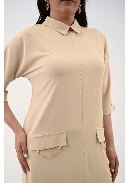 Kadın Büyük Beden Polo Yaka Elbise 5214-24 fırsatları