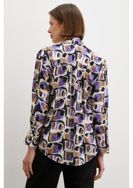 Van Gogh Desenli Gömlek Mor modelleri